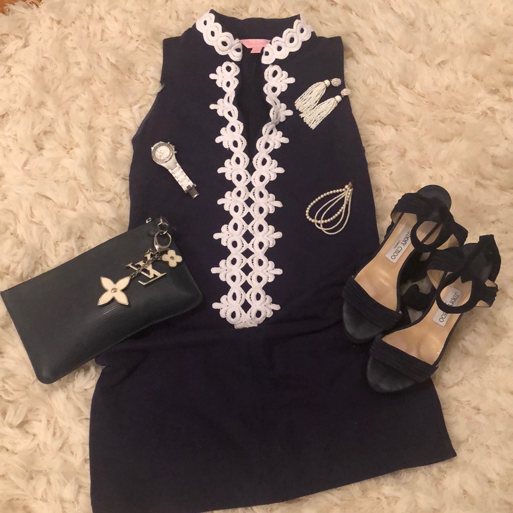 Lilly Pulitzer Navy Dress with White Detailing